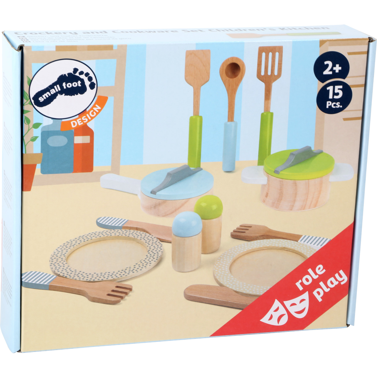 11098_legler_small_foot_Gechirr_und_Topfset_Kinderkueche_Verpackung Crockery And Cookware Set Children'S Kitchen