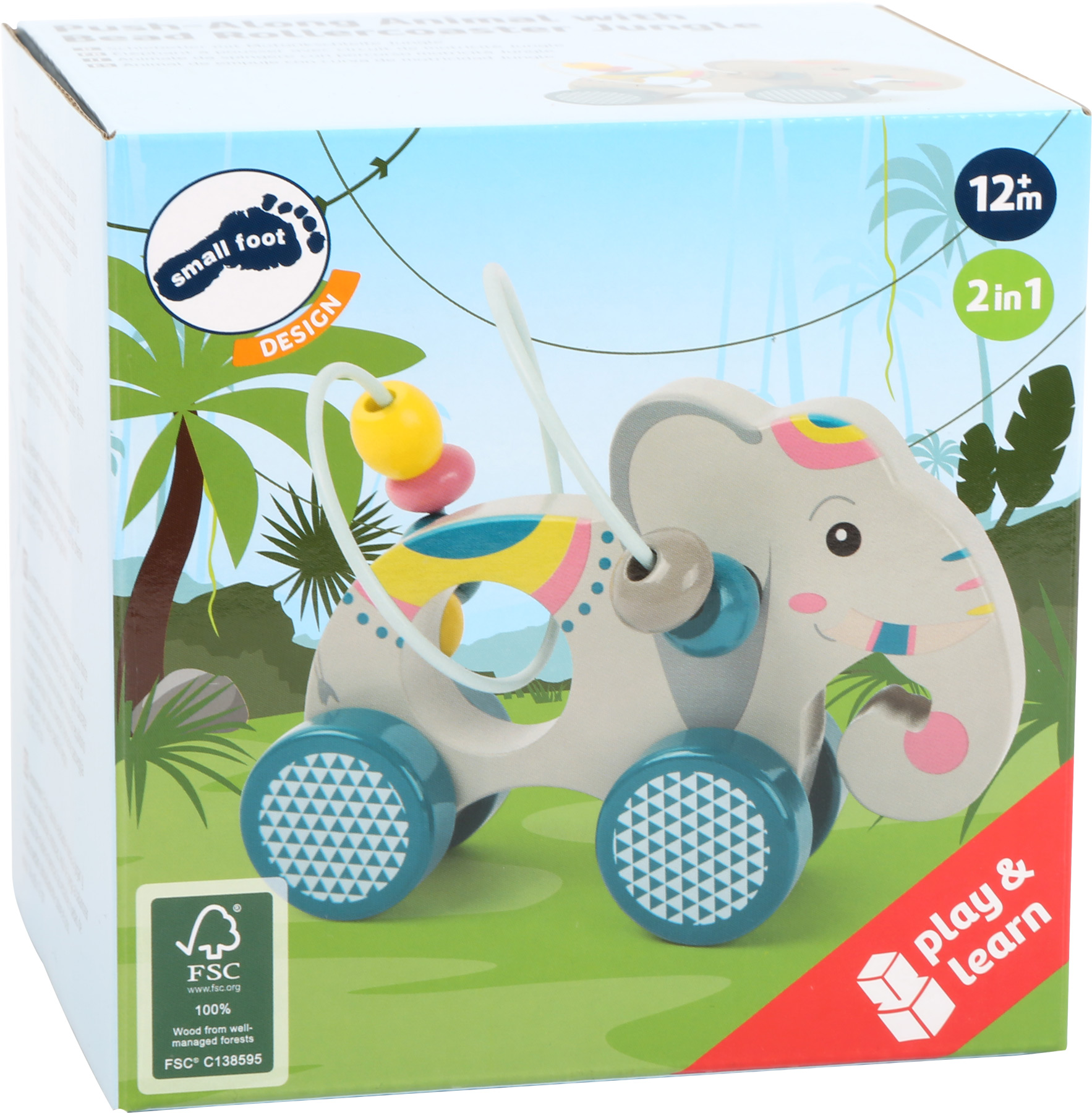 PUSH ALONG ANIMAL WITH BEAD ROLLERCOASTER  JUNGLE