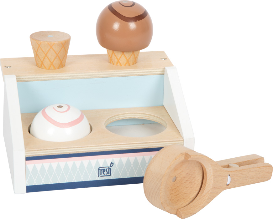 12416_small_foot_Kleine_Eistheke_fresh_Eisportionierer_Schokoeis_in_Waffel_Erdbeereis Compact Ice Cream Counter "fresh"
