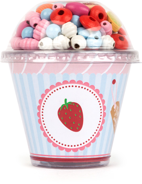 Wooden Threading Beads Cupcake, "Candy" / 1 cope