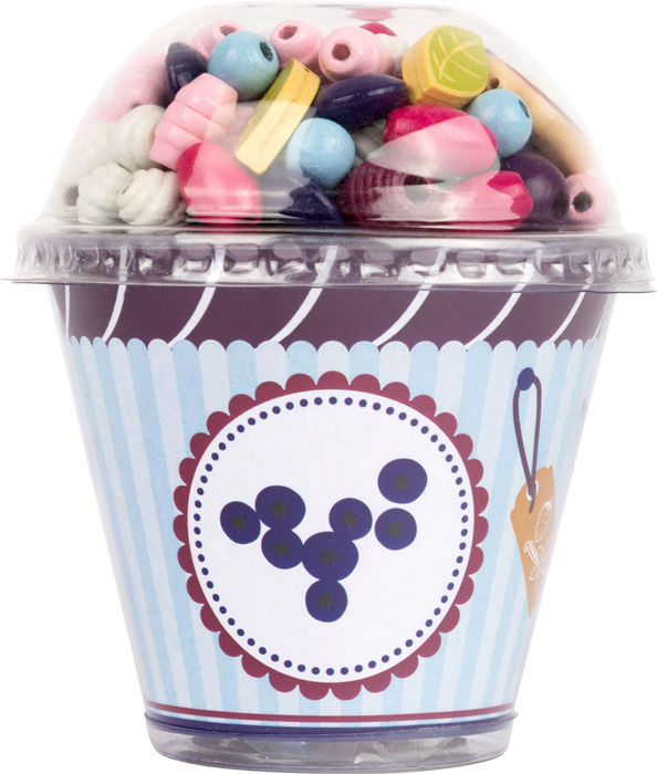 Wooden Threading Beads Cupcake, "Candy" / 1 cope