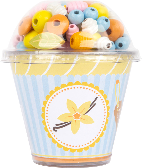 Wooden Threading Beads Cupcake, "Candy" / 1 cope