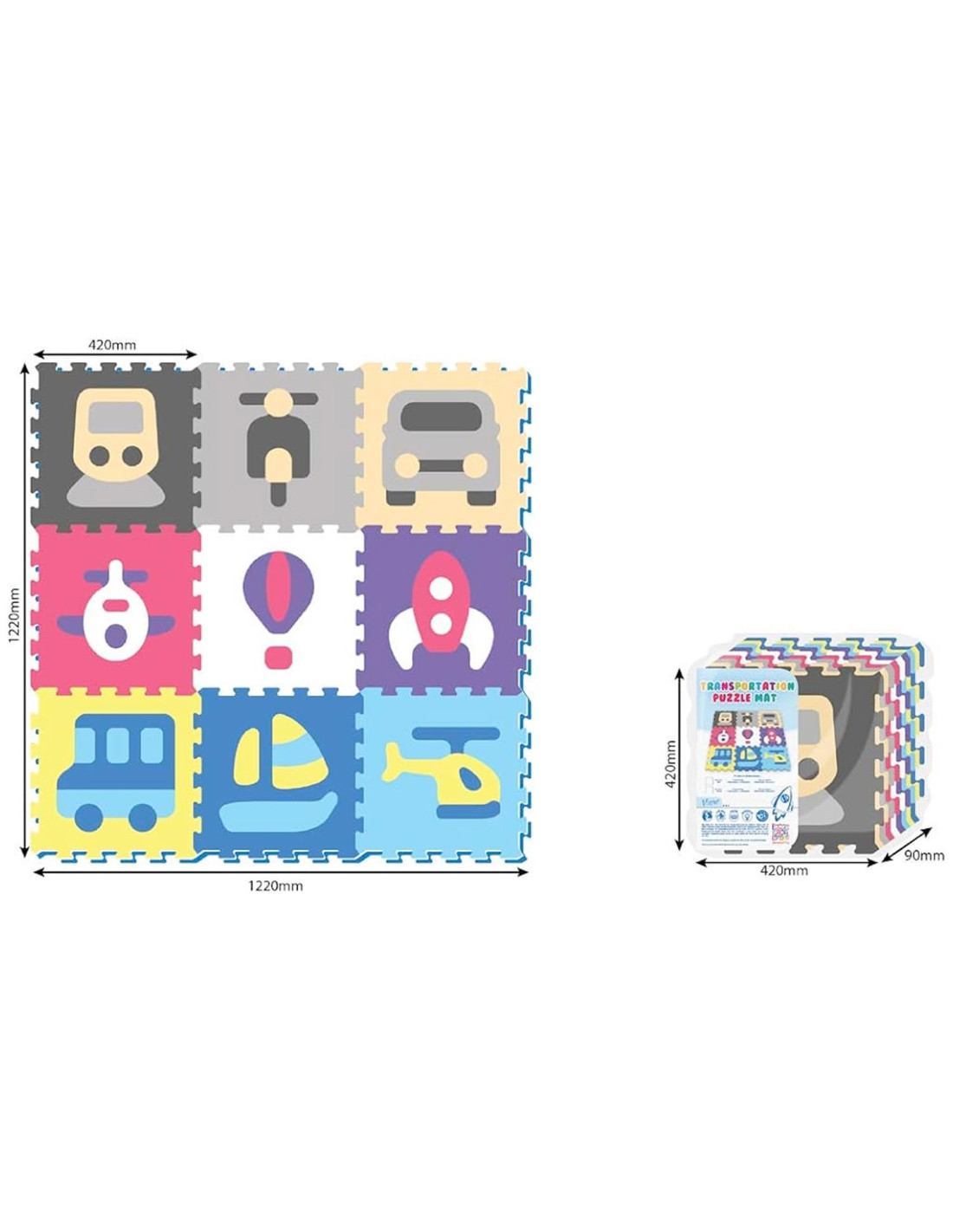 Tappeto Puzzle Impara i Veicoli 122x122