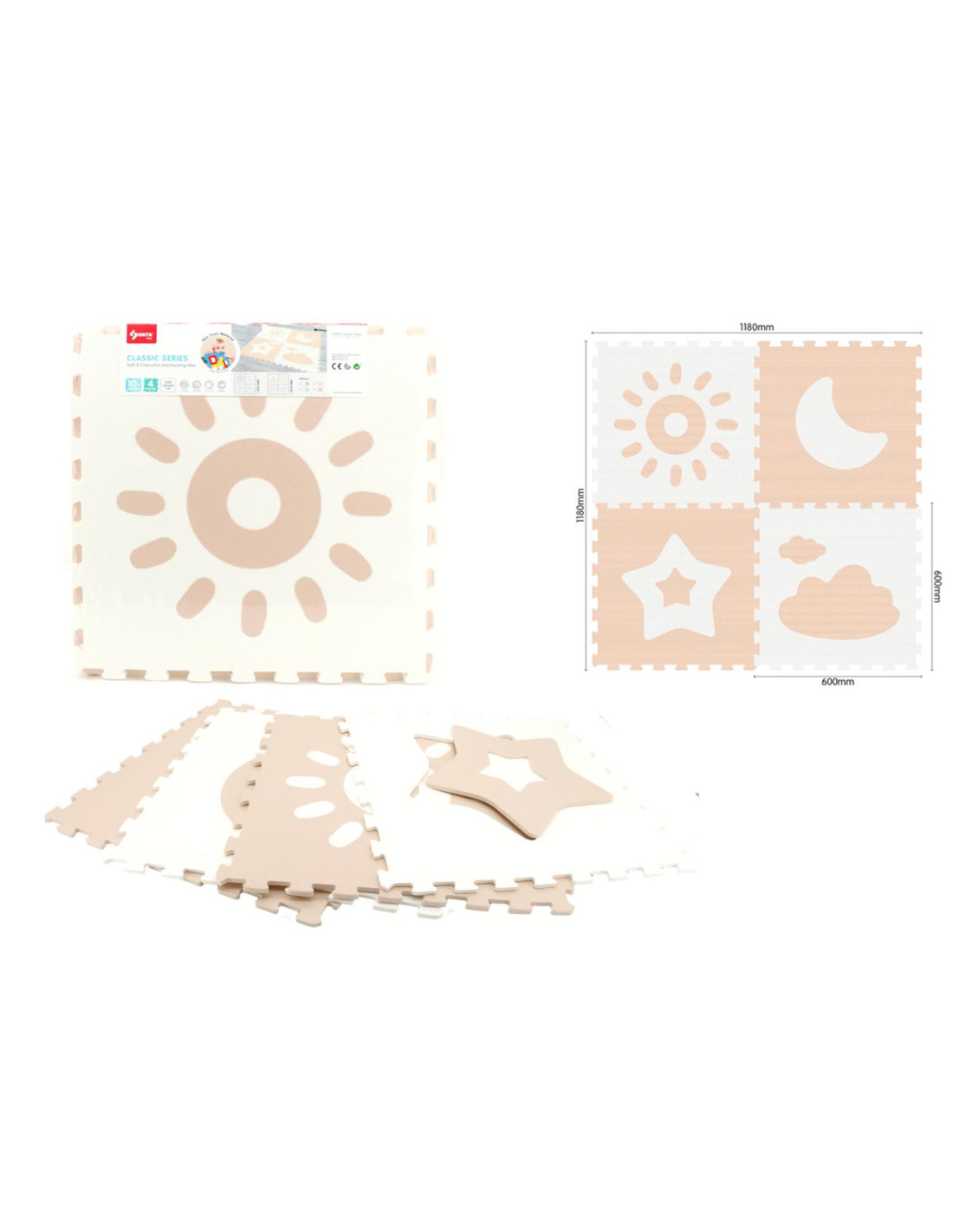 Tappeto Puzzle Sole Luna Stelle 120x120