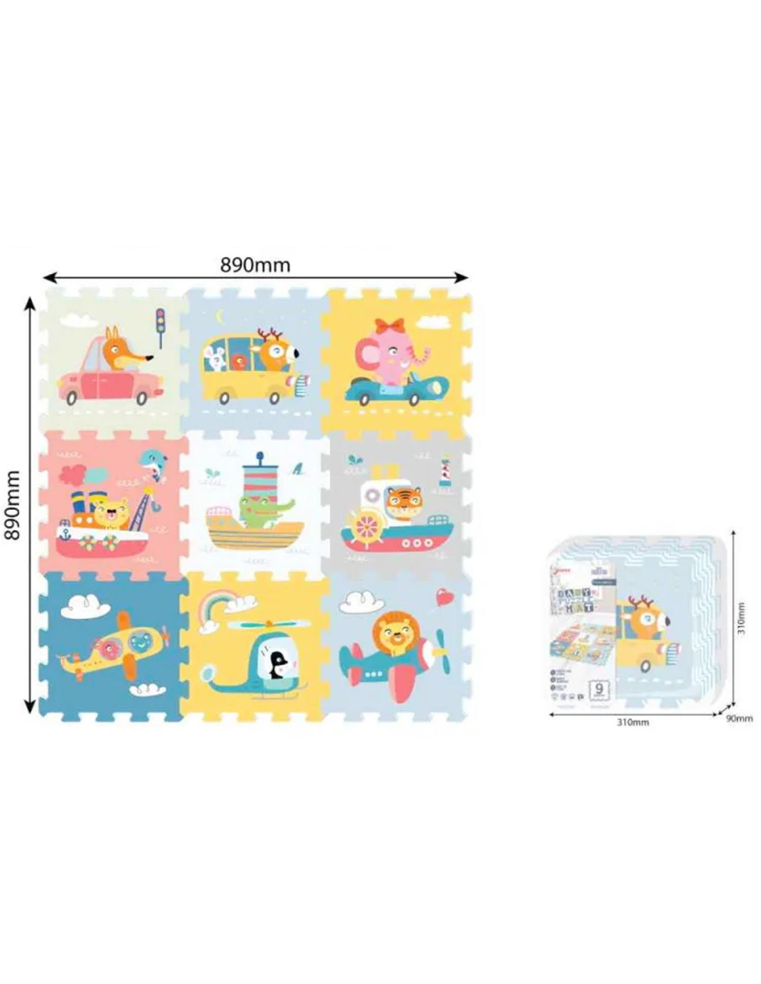 Tappeto Puzzle Educational Veicoli 92x92