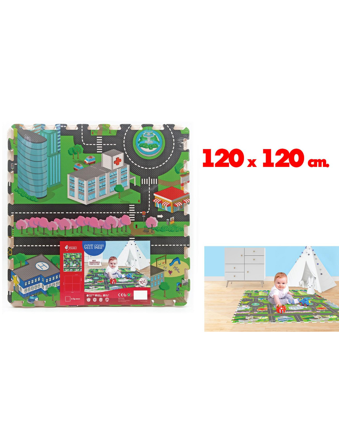 Tappeto Puzzle Mappa Città 120x120