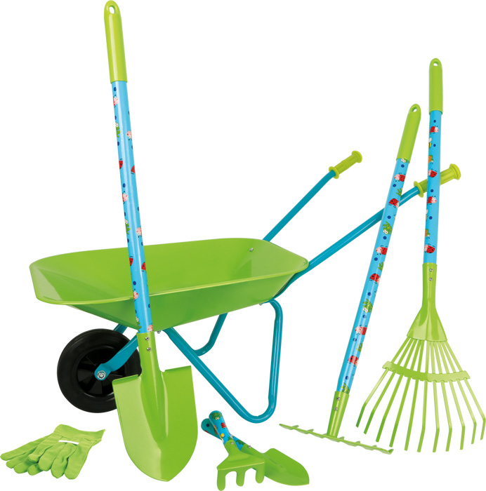 12014_legler_small_foot_schubkarren_mit_gartenwerkzeug_a Large Garden Set with Wheelbarrow